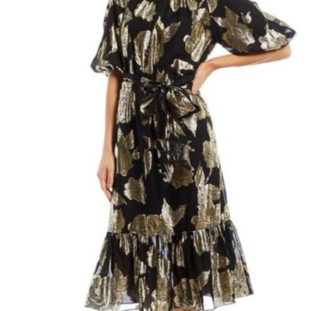 Elegant Black and Gold Floral Dress